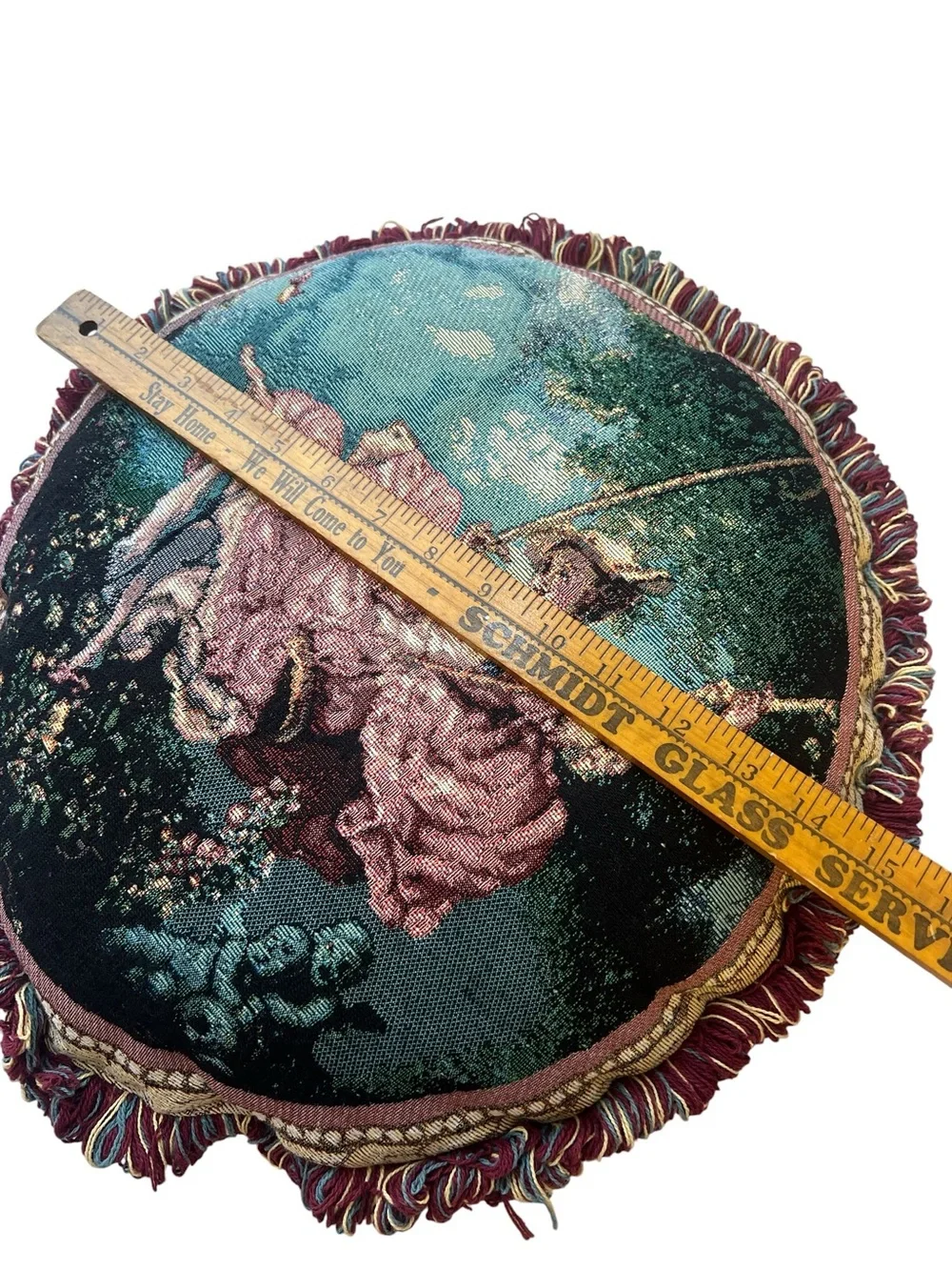 Vintage Fragonard The Swing Tapestry Round Pillow Whimsigoth Dark Cottagecore